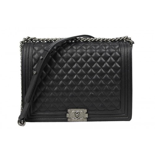 Boy Chanel Flap Schoudertas Origineel Cannage Patroon A67087 Zwart