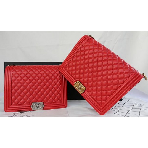 Boy Chanel Flap Schoudertas Origineel Cannage Patroon A67087 Rood