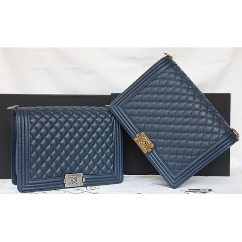 Boy Chanel Flap Schoudertas Origineel Cannage Patroon A67087 Royal