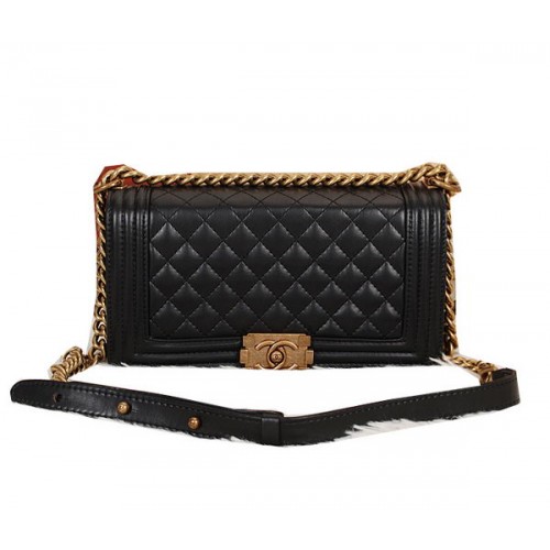 Boy Chanel Flap Schoudertas Origineel Leer CHA68076 Zwart