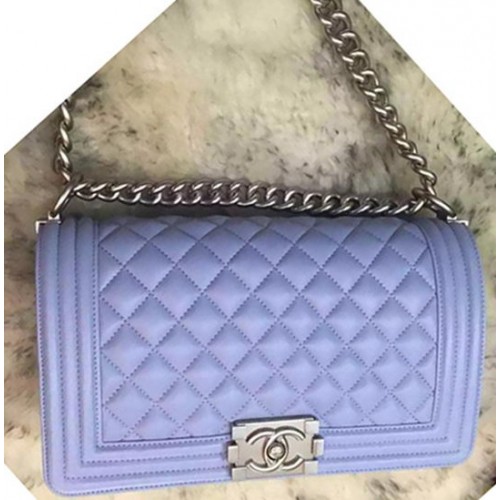 Boy Chanel Flap Schoudertas Originele Schapenvacht A64375 Lavendel