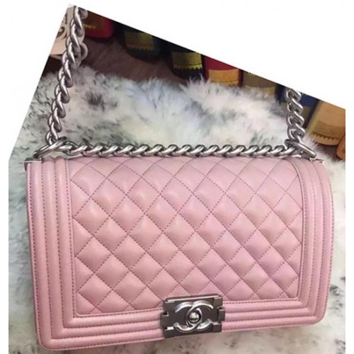 Boy Chanel Flap Schoudertas Originele Schapenvacht A64375 Roze
