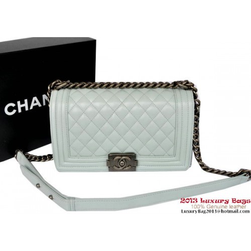 Boy Chanel Flap Schoudertas Origineel Schapenleer A67086 Lichtblauw