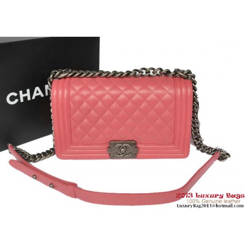Boy Chanel Flap Schoudertas Origineel Schapenleer A67086 Licht Rood