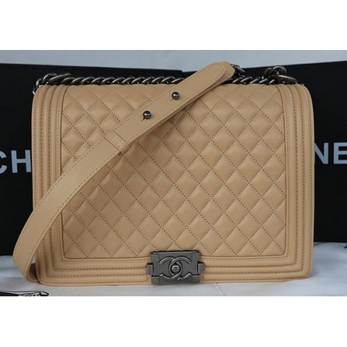 Boy Chanel Flap Schoudertas Origineel Schapenleer A67087 Abrikoos