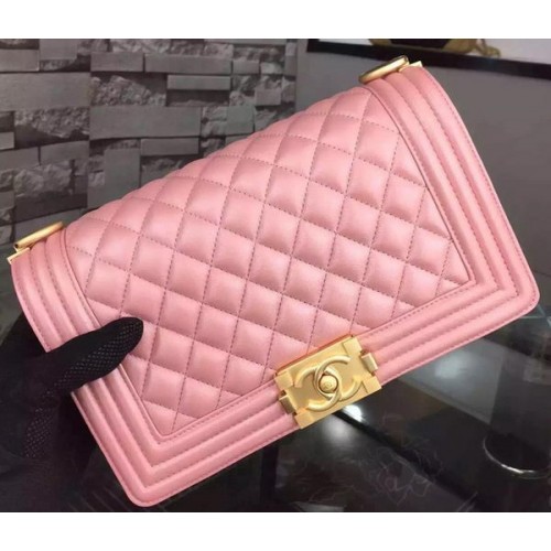Boy Chanel Flap Schoudertas Roze Schapenleer A67086 Goud