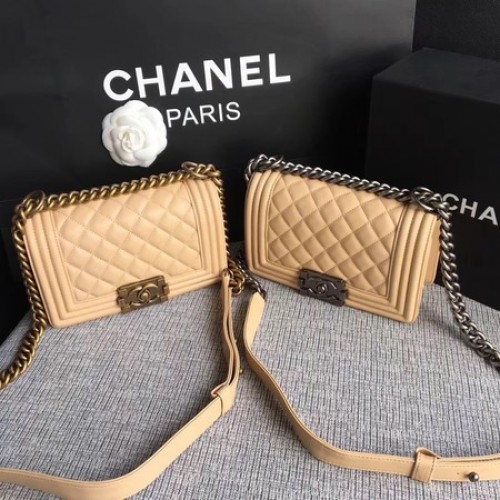 Boy Chanel Flap Schoudertas Schapenleer A67085 Abrikoos