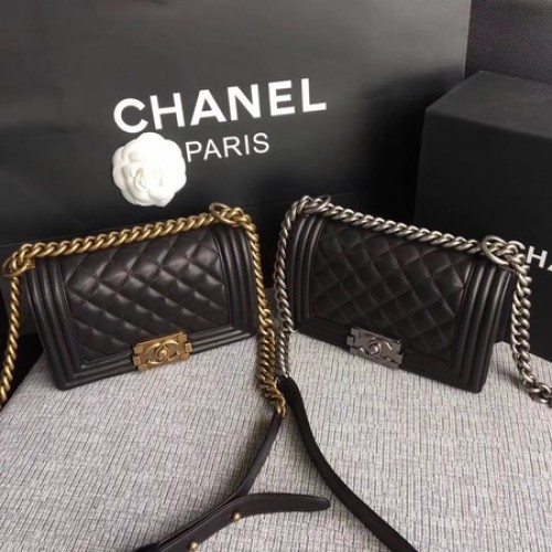 Boy Chanel Flap Schoudertas Schapenleer A67085 Zwart