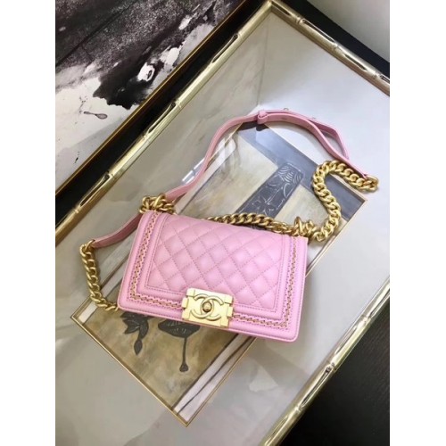 Boy Chanel Flap Schoudertas Schapenleer A67085E Roze