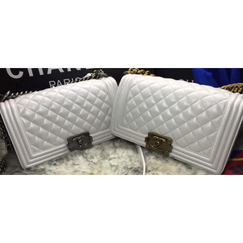 Boy Chanel Flap Schoudertas Schapenleer A67086 Gebroken Wit