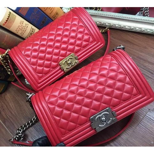 Boy Chanel Flap Schoudertas Schapenleer A67086 Rood
