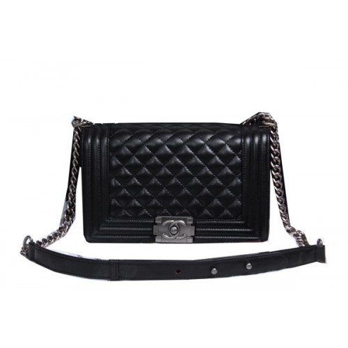 Boy Chanel Flap Schoudertas Schapenleer CHA2068 Zwart
