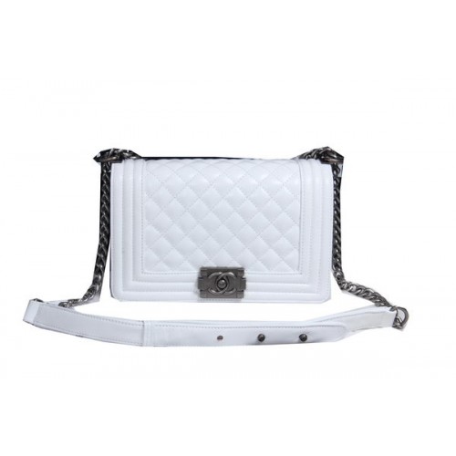 Boy Chanel Flap Schoudertas Schapenleer CHA2068 Wit