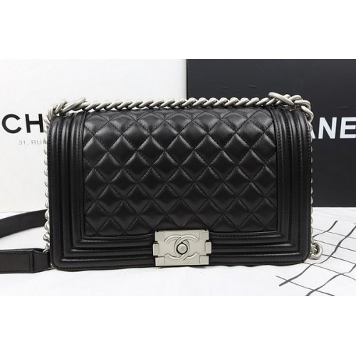 Boy Chanel Flap schoudertassen origineel lamsleer A67025 zwart
