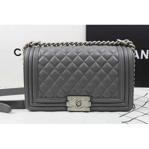 Boy Chanel Flap schoudertassen origineel lamsleer A67025 grijs