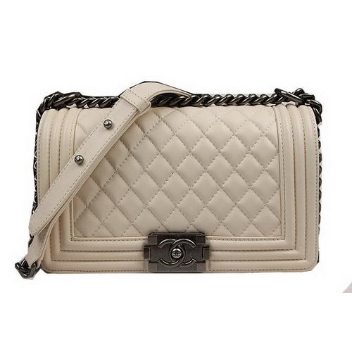 Boy Chanel Flap Schoudertassen Origineel Schapenleer A67025 Beige