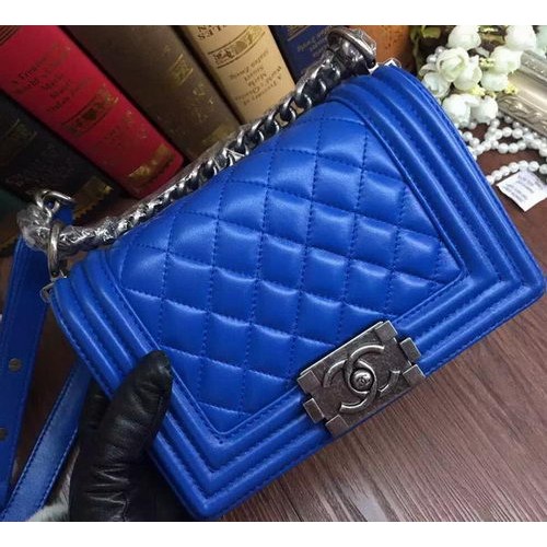 Boy Chanel Flap Schoudertassen Schapenleer A67085 Blauw