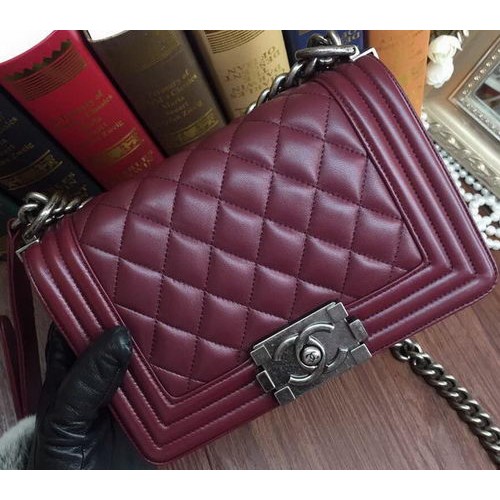 Boy Chanel Flap Schoudertassen Schapenleer A67085 Bourgondië