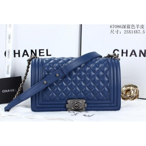 Boy Chanel Flap Schoudertassen Schapenleer A67086 Blauw