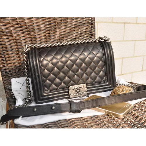 Boy Chanel originele lamsleren flap schoudertas A67086 zwart