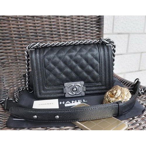 Boy Chanel Kleine Flap Schoudertas Cannage Patroon A67083 Zwart