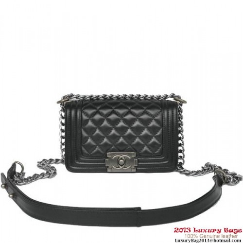 Boy Chanel Kleine Flap Schoudertas Schapenleer A67086 Zwart