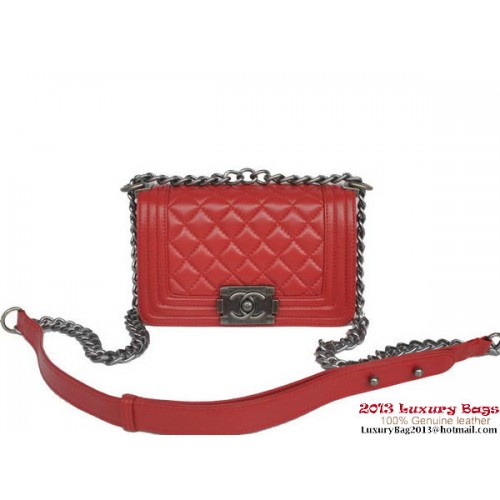 Boy Chanel Kleine Flap Schoudertas Schapenleer A67086 Rood