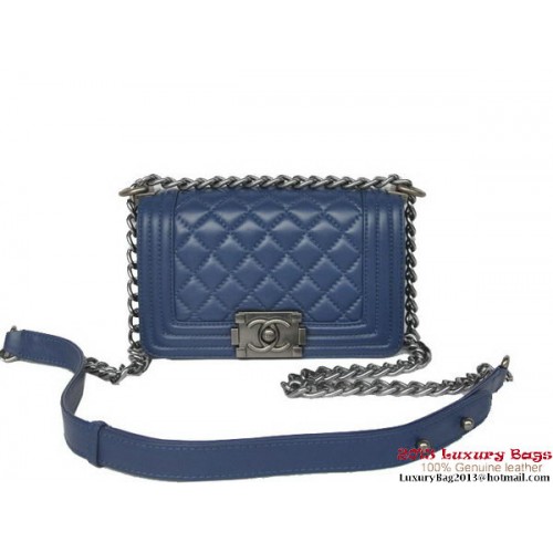 Boy Chanel Kleine Flap Schoudertas Schapenleer A67086 RoyalBlue