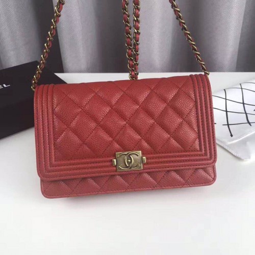 Boy Chanel Top Handle Flap Bag Origineel Schapenleer Leer CHA6039 Rood
