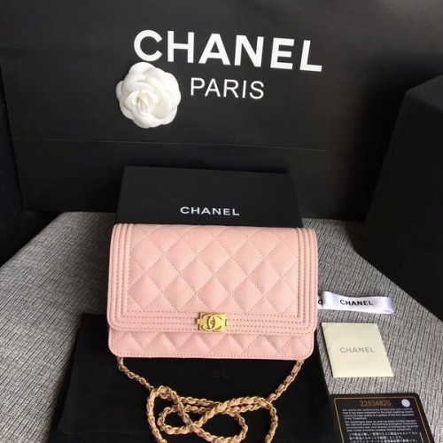 Boy Chanel WOC Flap Bag Origineel Kalfsleer CHA6040 Roze