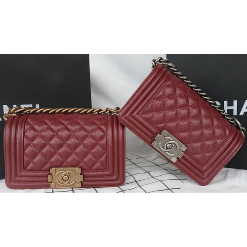 Boy Chanel mini Flap Bag Origineel Cannage Patroon A67085 Burgundy