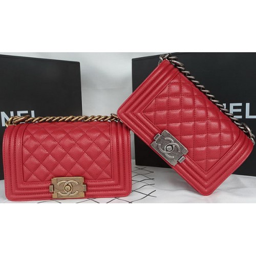 Boy Chanel mini Flap Bag Origineel Cannage Patroon A67085 Donkerrood