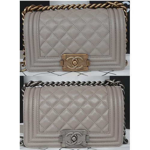 Boy Chanel mini Flap Bag Origineel Cannage Patroon A67085 Grijs