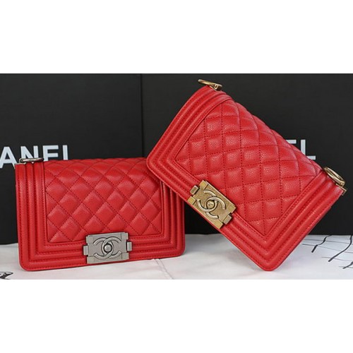 Boy Chanel mini Flap Bag Origineel Cannage Patroon A67085 Rood