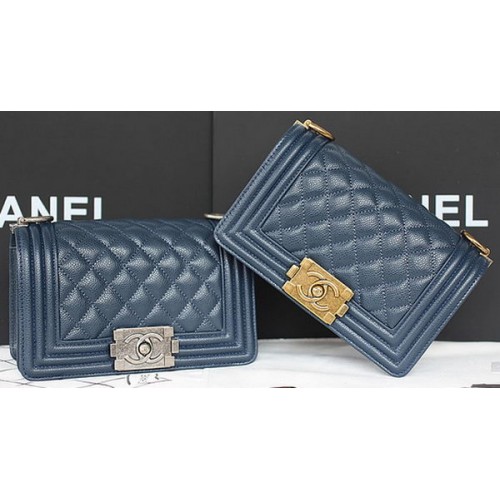 Boy Chanel mini Flap Bag Origineel Cannage Patroon A67085 Royal