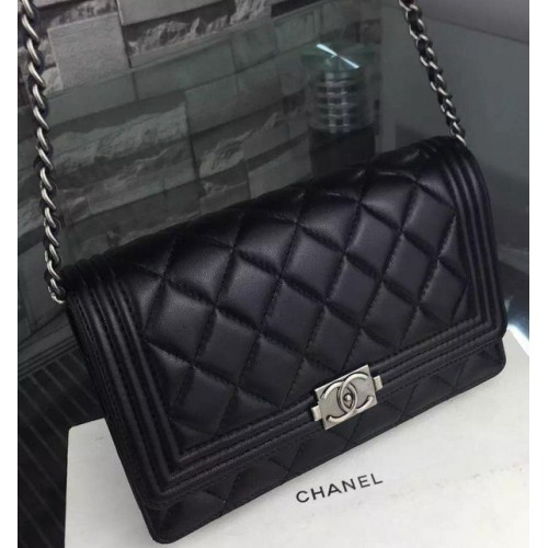 Boy Chanel mini Flap Bag Originele Schapenvacht A33814 Zwart