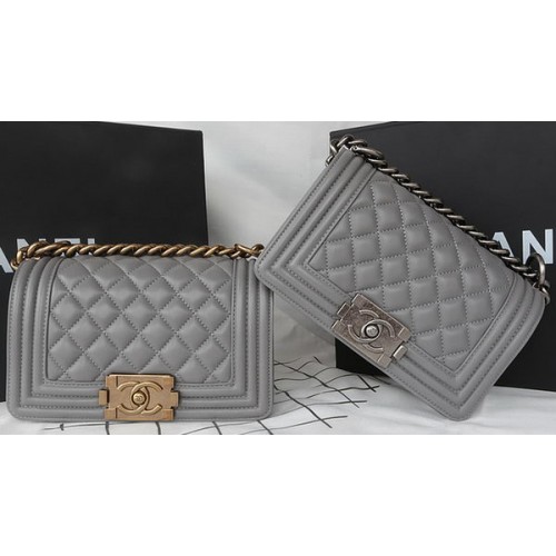 Boy Chanel mini Flap Bag Original Schapenvacht A67085 Grijs