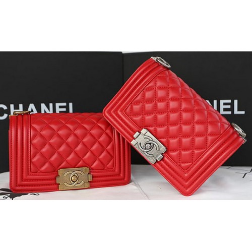 Boy Chanel mini Flap Bag Originele Schapenvacht A67085 Rood