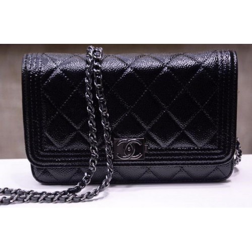Boy Chanel mini Flap Bags Helder Cannage Patroon A33815 Zwart