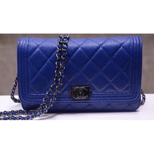 Boy Chanel mini Flap Bags Helder Cannage Patroon A33815 Blauw