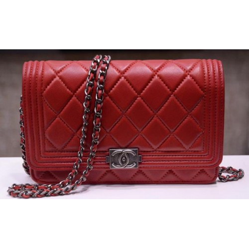 Boy Chanel mini Flap Bags Helder Cannage-patroon A33815 Bourgondië
