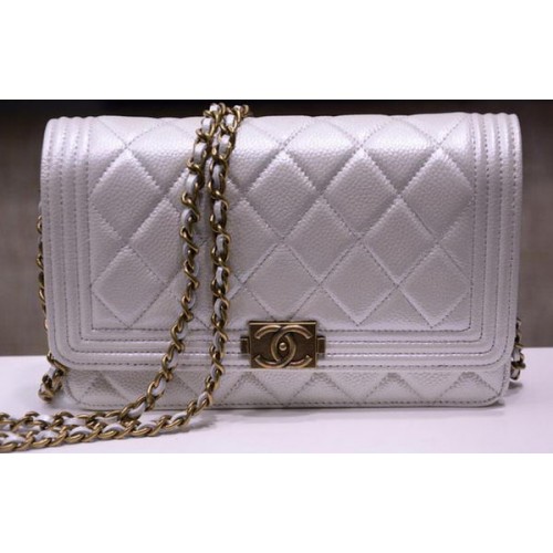 Boy Chanel mini Flap Bags Helder Cannage-patroon A33815 Gebroken wit