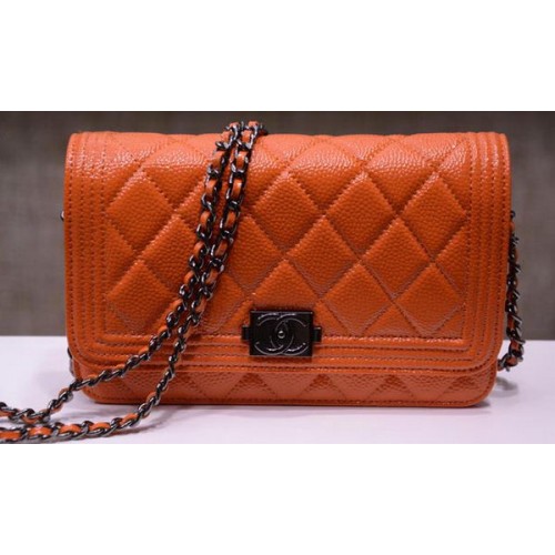 Boy Chanel mini Flap Bags Helder Cannage Patroon A33815 Oranje