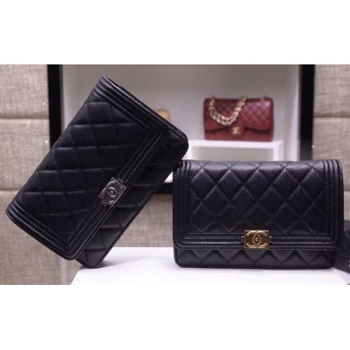 Boy Chanel mini Flap Bags Cannage Patroon A33815 Zwart