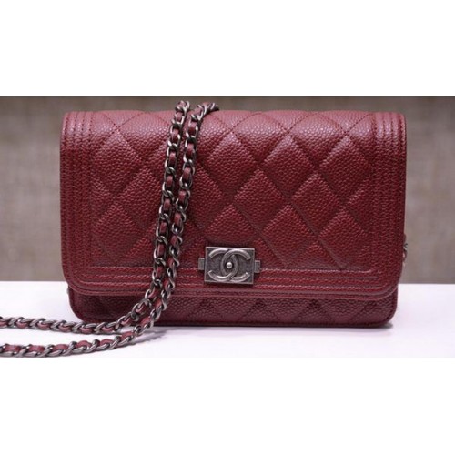 Boy Chanel mini Flap Bags Cannage Patroon A33815 Bourgondië