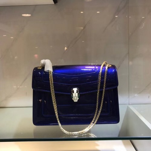 Bulgari metallic leren schoudertas 15004 blauw
