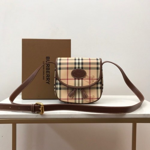 BurBerry Leren Schoudertas 80113 Tarwe