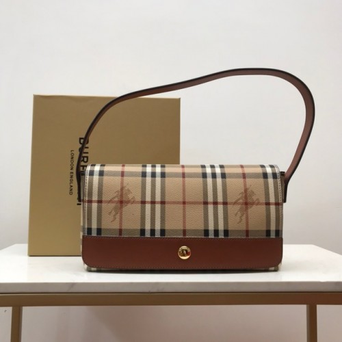 BurBerry Leren Schoudertas 80118 bruin