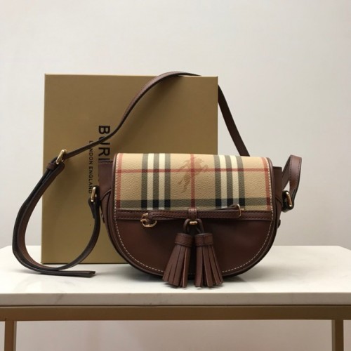 BurBerry Leren Schoudertas 82665 bruin