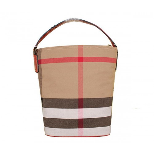 Burberry Medium Brit Check Hobo Bag 7700 Rood